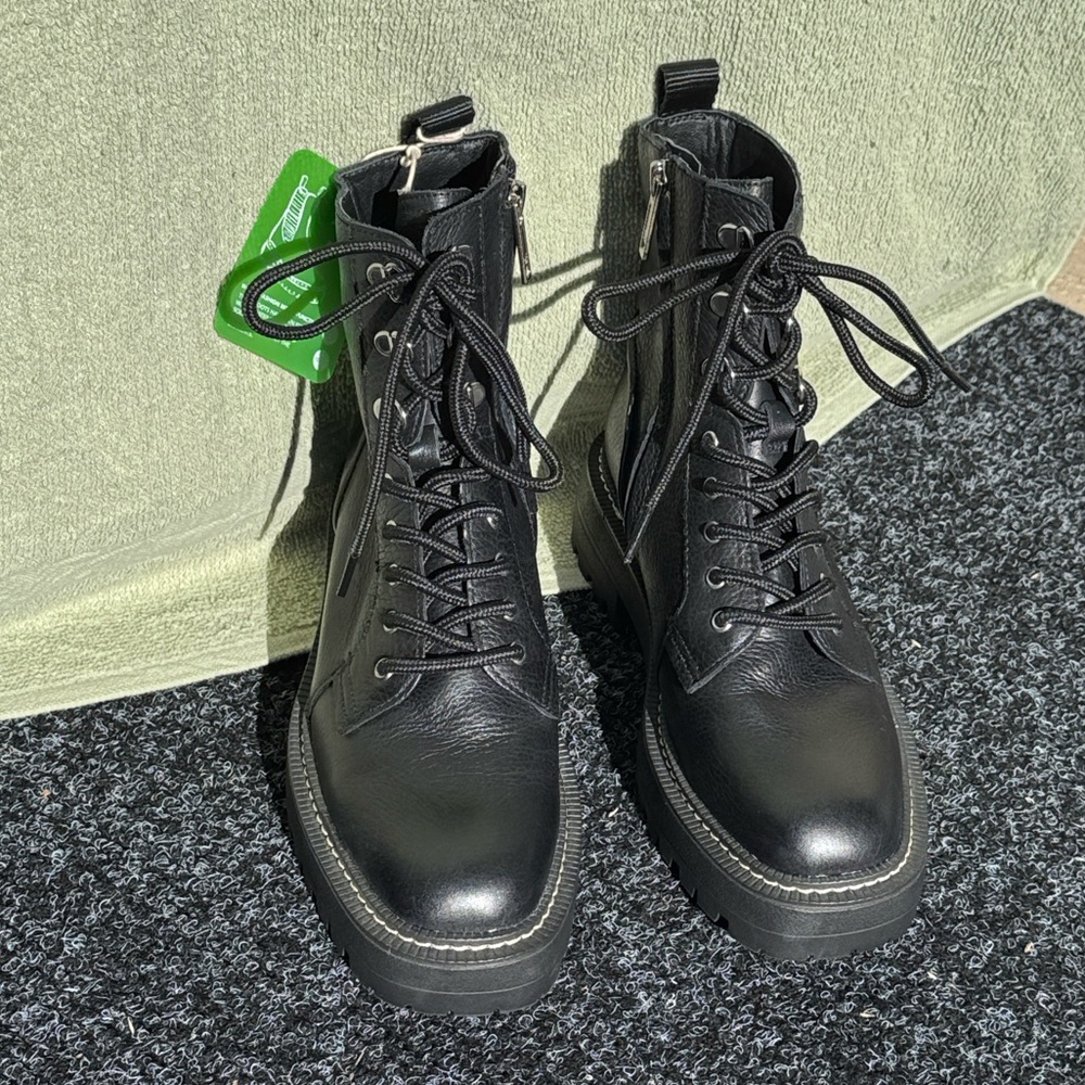 Sam Edelman Black Lue Lace-Up Combat Booties